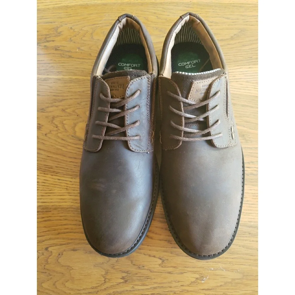 Nunn Bush  Barclay Plain Toe Oxford Brown Leather Gel Insole Shoe Sz 9‎ M NWB